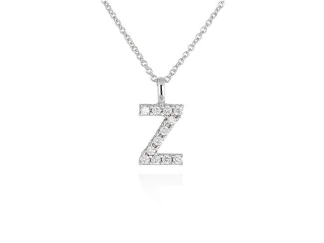 Necklace in 18kt. Gold and diamonds de Marina Garcia Joyas en plata Necklace in white 18kt gold with 12 diamonds carat total weight 0.12 (Color: Top Wesselton (G) Clarity: SI). (Length of necklace: 38+2 cm. Letter dimensions: 10 x 8 mm.)