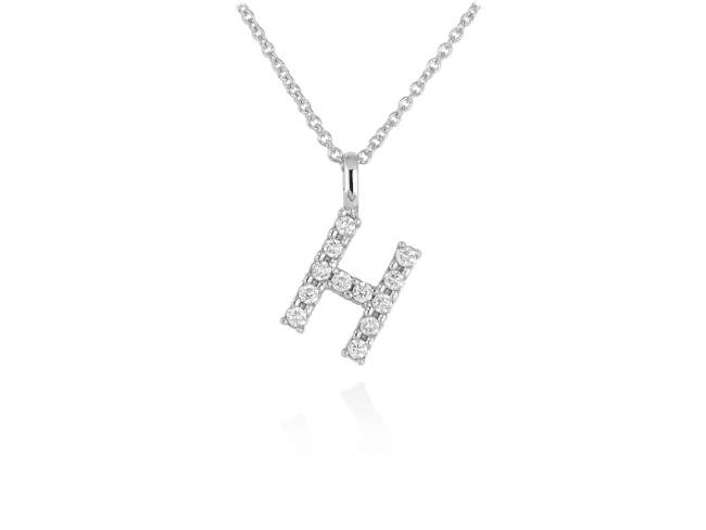 Necklace in 18kt. Gold and diamonds de Marina Garcia Joyas en plata Necklace in white 18kt gold with 12 diamonds carat total weight 0.12 (Color: Top Wesselton (G) Clarity: SI). (Length of necklace: 42+3 cm. Letter dimensions: 10 x 8 mm.)