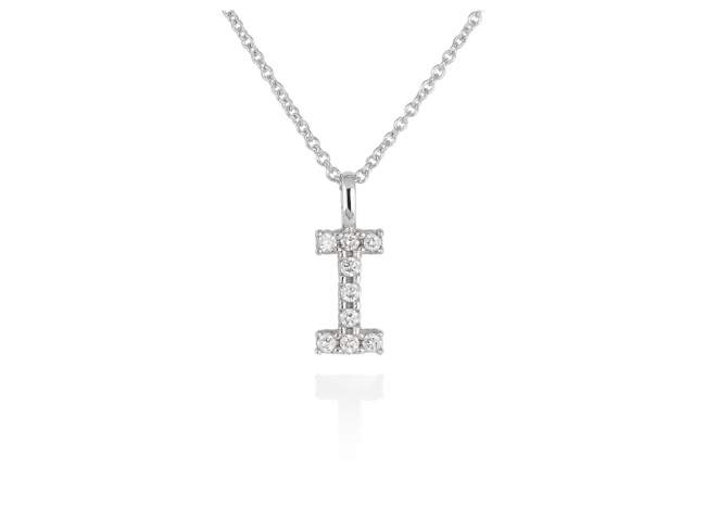 Necklace in 18kt. Gold and diamonds de Marina Garcia Joyas en plata Necklace in white 18kt gold with 9 diamonds carat total weight 0.09 (Color: Top Wesselton (G) Clarity: SI). (Length of necklace: 42+3 cm. Letter dimensions: 10 x 8 mm.)