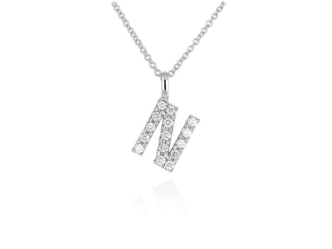 Necklace in 18kt. Gold and diamonds de Marina Garcia Joyas en plata Necklace in white 18kt gold with 15 diamonds carat total weight 0.15 (Color: Top Wesselton (G) Clarity: SI). (Length of necklace: 42+3 cm. Letter dimensions: 10 x 8 mm.)