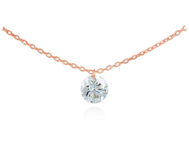 Necklace in 18kt. Gold and diamonds de Marina Garcia Joyas en plata Necklace in 18kt rose gold with 1 diamond carat total weight 0.25   (Color: Top Wesselton (G) Clarity: SI) (With a laser drill on bezel facet).  (Clasp and inner core in steel) (length: 40-42 cm.)