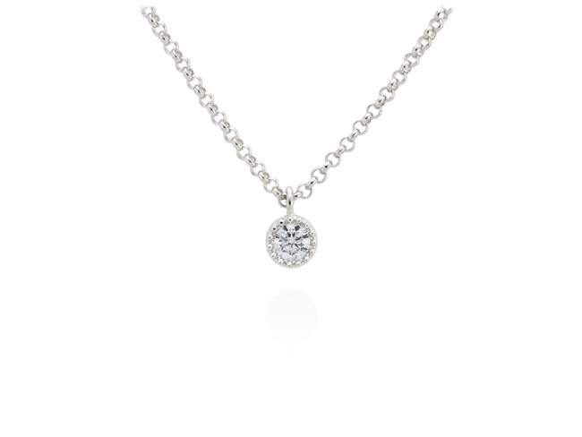 Necklace CATALINA  in silver de Marina Garcia Joyas en plata Necklace in rhodium plated 925 sterling silver and white cubic zirconia. (Length of necklace: 40+5 cm. Size of pendant: 9 mm.)
