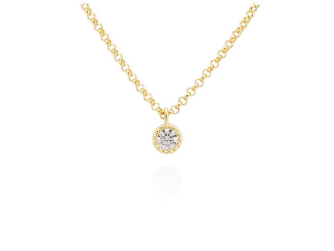 Necklace CATALINA  in golden silver de Marina Garcia Joyas en plata Necklace in 18kt yellow gold plated 925 sterling silver and white cubic zirconia. (Length of necklace: 40+5 cm. Size of pendant: 9 mm.)