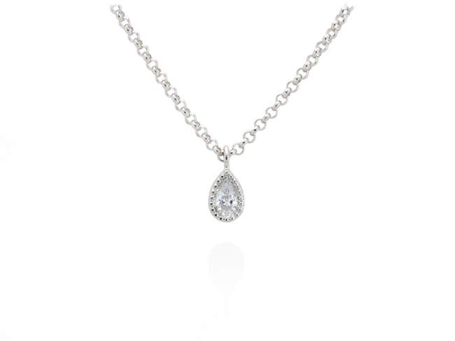 Necklace EMMA  in silver de Marina Garcia Joyas en plata Necklace in rhodium plated 925 sterling silver and white cubic zirconia. (Length of necklace: 40+5 cm. Size of pendant: 9 mm.)