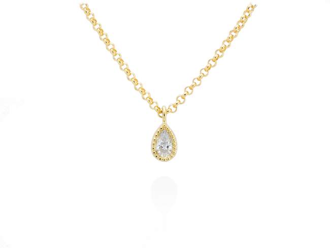 Necklace EMMA  in golden silver de Marina Garcia Joyas en plata Necklace in 18kt yellow gold plated 925 sterling silver and white cubic zirconia. (Length of necklace: 40+5 cm. Size of pendant: 9 mm.)