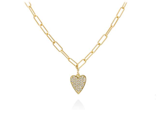 Necklace MAMÁ  in golden silver de Marina Garcia Joyas en plata Necklace in 18kt yellow gold plated 925 sterling silver with white cubic zirconia. (Length of necklace: 42+3 cm. Size of pendant: 1,2 cm.)
