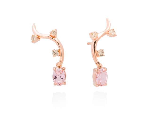 Earrings CANNES pink in rose silver de Marina Garcia Joyas en plata Earrings in 18kt rose gold plated 925 sterling silver with white cubic zirconia and synthetic stone water pink. (size: 2,8 cm.)