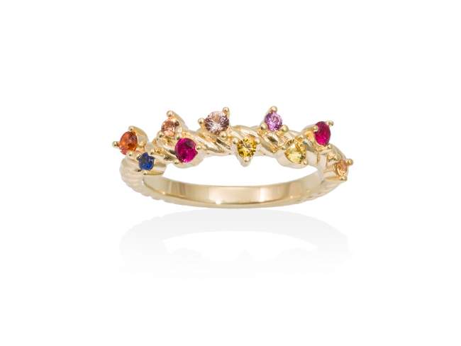 Ring BOUQUET  in golden silver de Marina Garcia Joyas en plata Ring in 18kt yellow gold plated 925 sterling silver with multicolor cubic zirconia.  