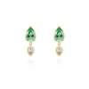 Earrings IRIA green in golden silver
