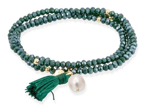 Bracelet ZEN DARK GREEN with pearl