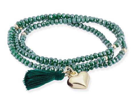Bracelet ZEN DARK GREEN with heart charm