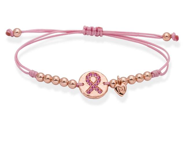 Bracelet SOLIDARIA Pink in rose silver de Marina Garcia Joyas en plata Bracelet in 18kt rose gold plated 925 sterling silver and synthetic pink sapphire. (extensible measure: from 15 to 23 cm.)