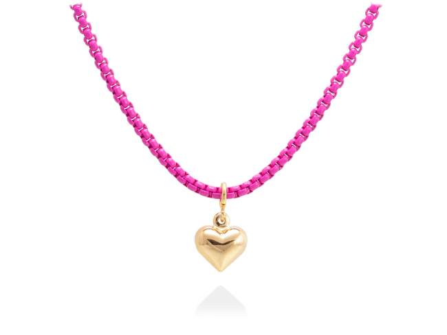 Necklace COLOR pink in golden silver de Marina Garcia Joyas en plata Necklace in 18kt yellow gold plated 925 sterling silver. (length: 42+3 cm.)  Chain in stainless Steel with PVD color coating.