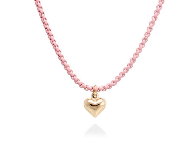 Necklace COLOR pink in golden silver de Marina Garcia Joyas en plata Necklace in 18kt yellow gold plated 925 sterling silver. (length: 42+3 cm.)  Chain in stainless Steel with PVD color coating.