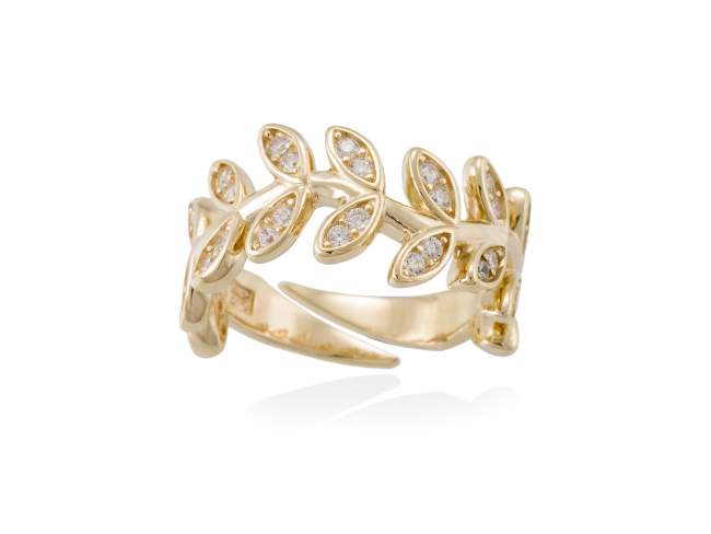 Ring LAUREL  in golden silver de Marina Garcia Joyas en plata Ring in 18kt yellow gold plated 925 sterling silver and white cubic zirconia.  