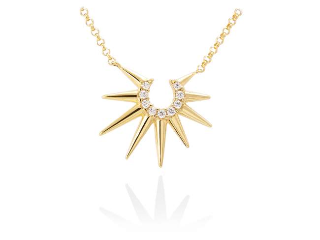 Necklace LYRA  in golden silver de Marina Garcia Joyas en plata Necklace in 18kt yellow gold plated 925 sterling silver with white cubic zirconia. (length: 41+5 cm.)