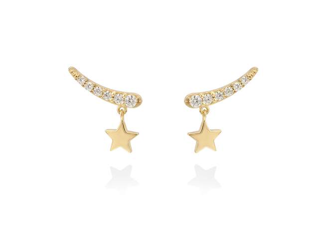 Earrings PERSEO  in golden silver de Marina Garcia Joyas en plata Earrings in 18kt yellow gold plated 925 sterling silver with white cubic zirconia. (dimensions of the jewel: 17 x 14 mm.)