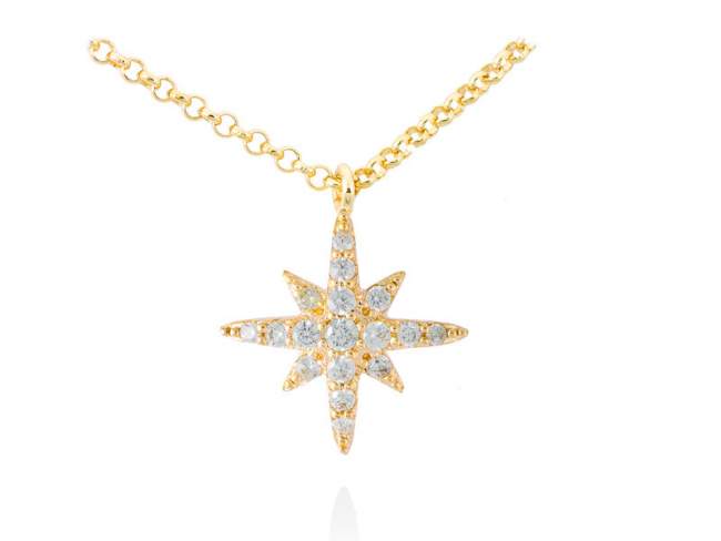 Necklace STELA  in golden silver de Marina Garcia Joyas en plata Necklace in 18kt yellow gold plated 925 sterling silver and white cubic zirconia. (length:  40+5 cm.)