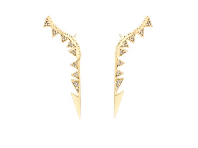 Earrings MORGANA  in golden silver de Marina Garcia Joyas en plata Earrings in 18kt yellow gold plated 925 sterling silver and white cubic zirconia. (dimensions of the jewel: 2,6 x 6,3 cm.) mm.)