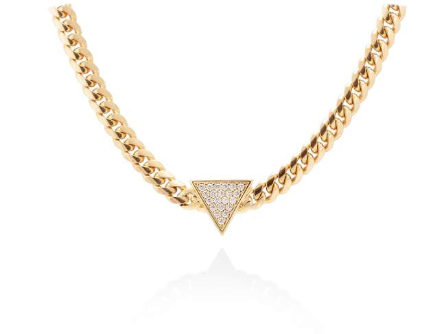 Necklace DARIA  in golden silver de Marina Garcia Joyas en plata Necklace in 18kt yellow gold plated 925 sterling silver and white cubic zirconia. (length: 40+2 cm.)