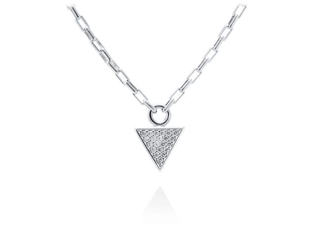 Necklace DARIA  in silver de Marina Garcia Joyas en plata Necklace in rhodium plated 925 sterling silver and white cubic zirconia. (Length of necklace: 42 cm. Size of pendant: 2 cm.)