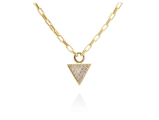 Necklace DARIA  in golden silver de Marina Garcia Joyas en plata Necklace in 18kt yellow gold plated 925 sterling silver and white cubic zirconia. (Length of necklace: 40 cm. Size of pendant: 2 cm.)