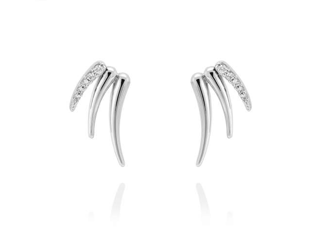 Earrings CATANIA  in silver de Marina Garcia Joyas en plata Earrings in rhodium plated 925 sterling silver with white cubic zirconia. (dimensions of the jewel: 2,3 x 2 cm.)