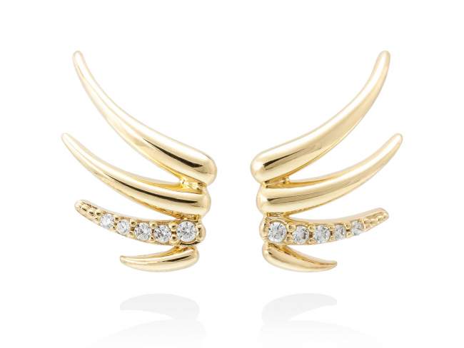 Earrings CATANIA  in golden silver de Marina Garcia Joyas en plata Earrings in 18kt yellow gold plated 925 sterling silver with white cubic zirconia. (dimensions of the jewel: 20 x 16 mm.)