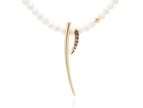 Necklace PISA pearl in golden silver