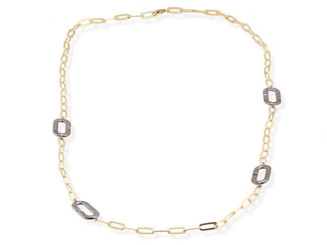 Necklace SAIL  in black silver de Marina Garcia Joyas en plata Necklace in 18kt yellow gold and ruthenium plated 925 sterling silver and cognac cubic zirconia. (length: 91 cm.)
