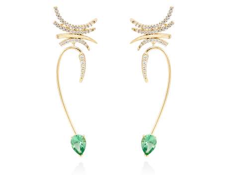 Earrings DREAM green in golden silver
