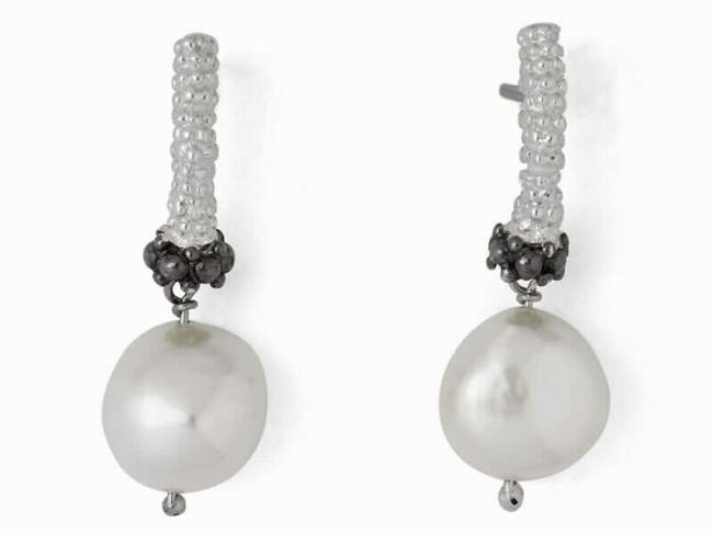 Ohrhänger ENREDO in silber oxidiert de Marina Garcia Joyas en plata Ohrringe in 925 Silber (925) und Süßwasser-Zuchtperlen