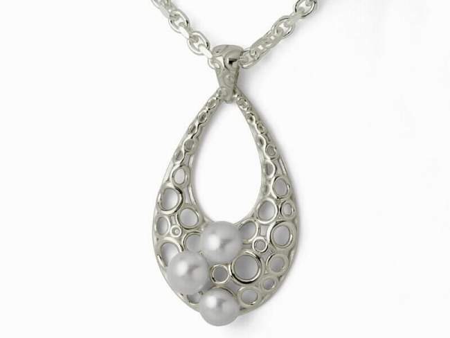 Pendant AIRE in silver de Marina Garcia Joyas en plata Pendant in rhodium plated 925 sterling silver and freshwater cultured pearls  (Chain is not included)