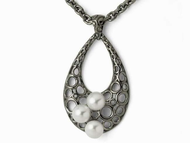 Pendant AIRE in oxidized Silver de Marina Garcia Joyas en plata Pendant in 925 sterling silver and freshwater cultured pearls  (Chain is not included)