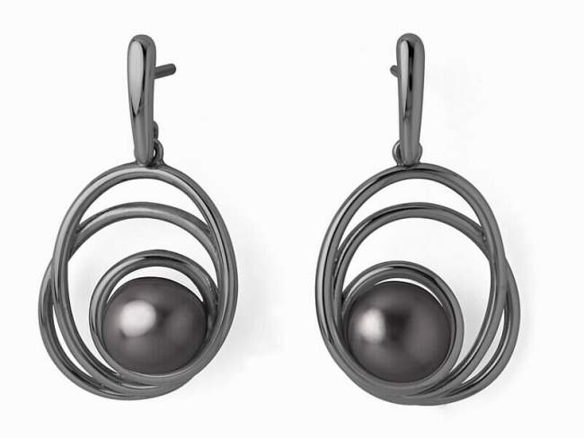 Earrings ATAME in black Silver de Marina Garcia Joyas en plata Earrings in ruthenium plated 925 sterling silver and freshwater cultured pearls