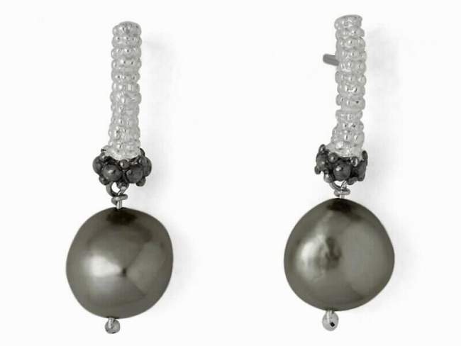 Earrings ENREDO in oxidized Silver de Marina Garcia Joyas en plata Earrings in 925 sterling silver and freshwater cultured pearls