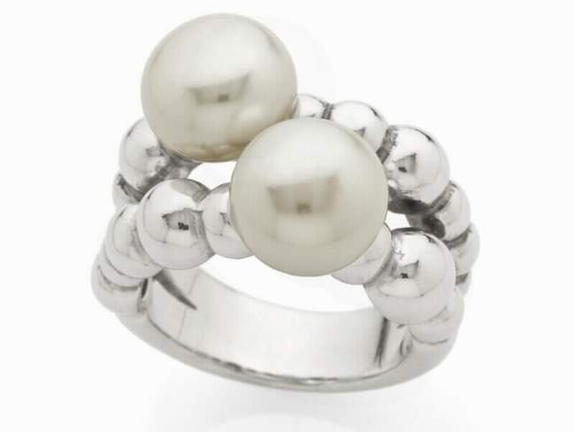 Ring NUBE in oxidized Silver de Marina Garcia Joyas en plata Ring in 925 sterling silver and freshwater cultured pearls
