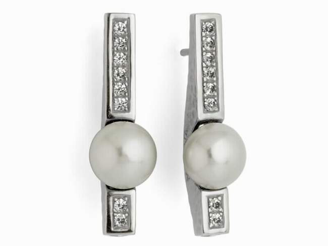 Pendientes AVA en plata de Marina Garcia Joyas en plata Pendientes de plata de primera ley (925) con baño de rodio, circonitas y perlas cultivadas