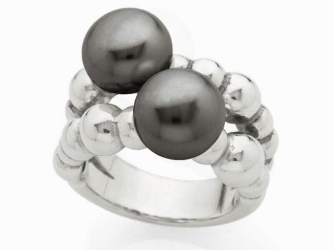 Ring NUBE in oxidized Silver de Marina Garcia Joyas en plata Ring in 925 sterling silver and freshwater cultured pearls