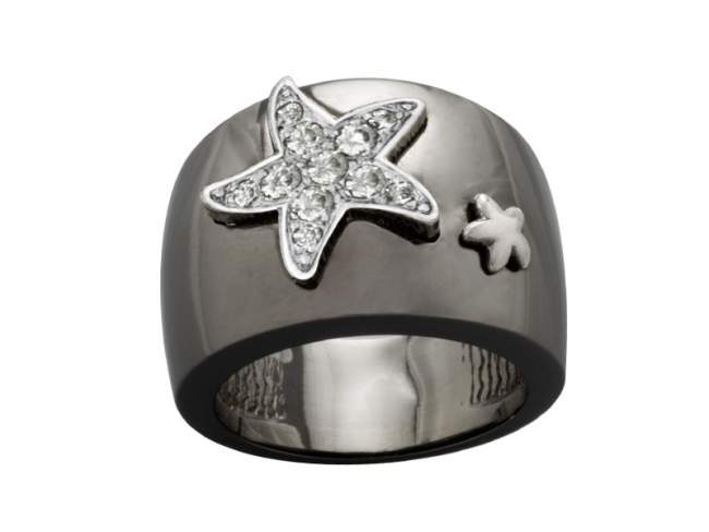 Ring ESTRELLA in black Silver de Marina Garcia Joyas en plata Ring in 925 sterling silver and cubic zirconia