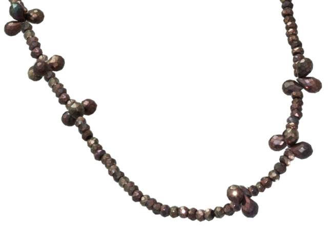 Necklace ADA Brown in silver de Marina Garcia Joyas en plata Necklace in 18kt rose gold plated 925 sterling silver and faceted brown coated spinels.
