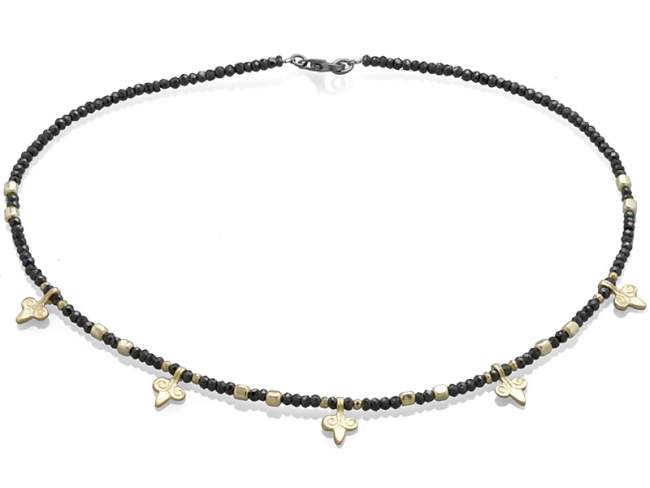 Halskette ETRUSCO in silber vergoldet de Marina Garcia Joyas en plata Halskette inSilber (925) vergoldet in 18 Karat Gelbgold und black Spinellen.