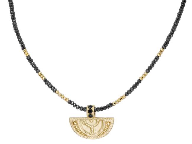 Necklace ETRUSCO in golden Silver de Marina Garcia Joyas en plata Necklace in 18kt yellow gold plated 925 sterling silver, cubic zirconia and black spinels. (Chain is not included)