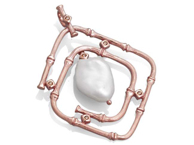 Pendant BAMBU in rose Silver de Marina Garcia Joyas en plata Pendant in 18kt rose gold plated 925 sterling silver and cubic zirconia (Chain is not included)
