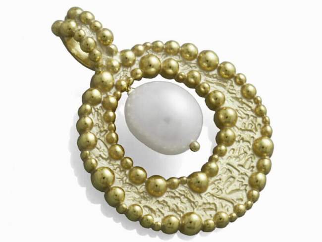 Colgante POP PEARL en plata Dorada de Marina Garcia Joyas en plata Colgante de plata de primera ley (925) con baño dorado y perla.  (Cadena no incluida)