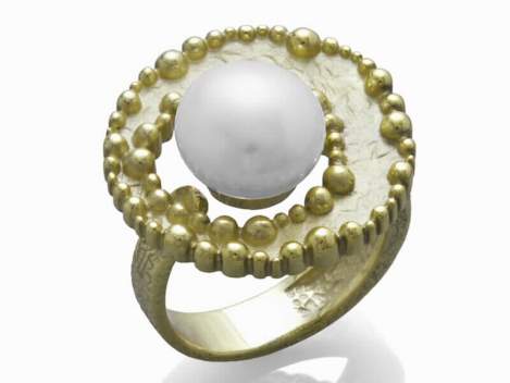 Ring POP PEARL in golden Silver