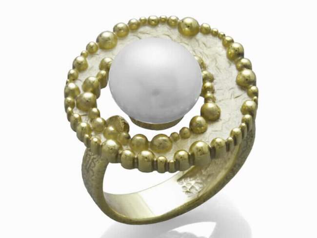 Ringe POP PEARL in silber vergoldet de Marina Garcia Joyas en plata Ring in Silber (925) vergoldet in 18 Karat Gelbgold und Süßwasser-Zuchtperle.