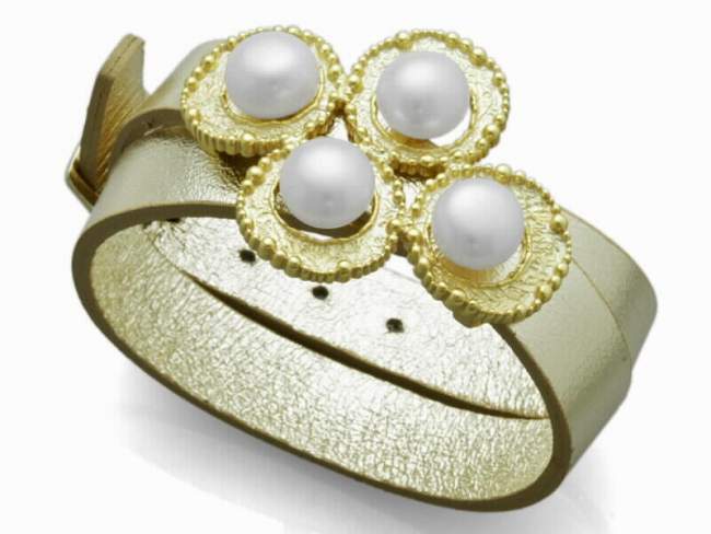 Pulsera POP PEARL en plata de Marina Garcia Joyas en plata Pulsera de plata de primera ley (925) con baño dorado y perla.