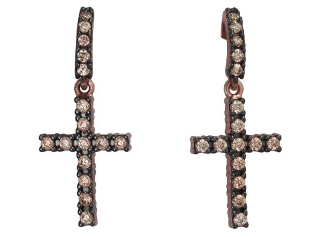 Pendientes BAD Coñac en plata Rosa de Marina Garcia Joyas en plata Pendientes de plata de primera ley (925) con baño rosa y circonitas