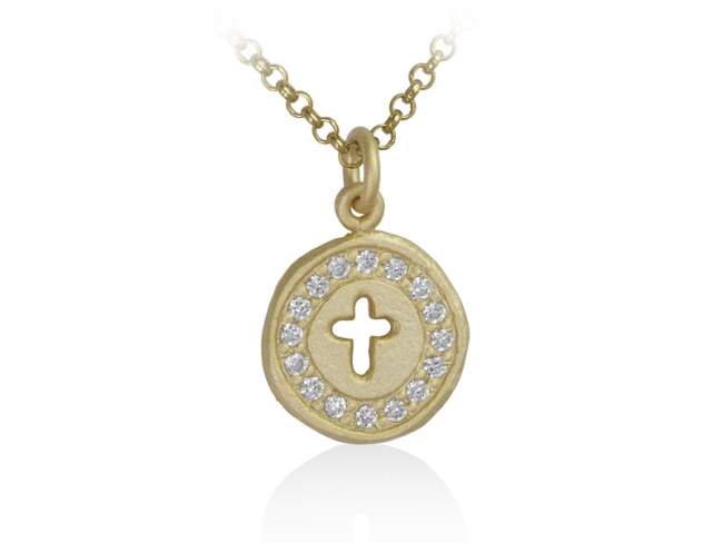 Pendant CARE in golden Silver de Marina Garcia Joyas en plata Pendant in 18kt yellow gold plated 925 sterling silver and cubic zirconia (Chain is not included)